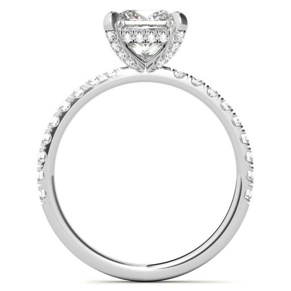 6.5mm- 1.50Ct Princess Moissanite Ring In 14k Gold - Picture 2 of 5